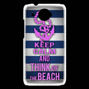 Coque HTC Desire 601 Keep Calm and Think Beach Bleu