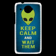 Coque HTC Desire 601 Keep Calm and Wait Alien Bleu