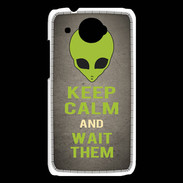 Coque HTC Desire 601 Keep Calm and Wait Alien Gris