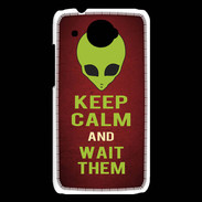 Coque HTC Desire 601 Keep Calm and Wait Alien Rouge