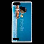 Coque Huawei Ascend G6 Femme sirotant un cocktail face à la mer