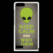 Coque Huawei Ascend G6 Keep Calm and Wait Alien Gris