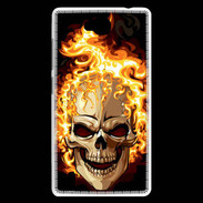 Coque Huawei Ascend G740 Tête de mort en flamme 5