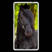 Coque Huawei Ascend G740 Portrait de cheval noir 10