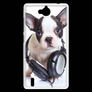 Coque Huawei Ascend G740 Bulldog français avec casque de musique