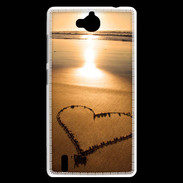 Coque Huawei Ascend G740 Coeur sur la plage avec couché de soleil