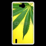 Coque Huawei Ascend G740 Feuille de cannabis sur fond jaune