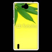 Coque Huawei Ascend G740 Feuille de cannabis sur fond jaune 2