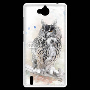 Coque Huawei Ascend G740 hibou en aquarelle