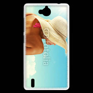 Coque Huawei Ascend G740 Femme à chapeau de plage