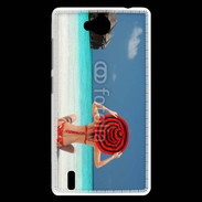 Coque Huawei Ascend G740 Femme assise sur la plage