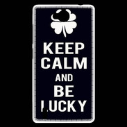 Coque Huawei Ascend G740 Keep Calm Be lucky Noir