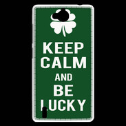 Coque Huawei Ascend G740 Keep Calm Be lucky Vert