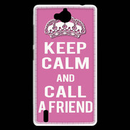 Coque Huawei Ascend G740 Keep Calm Call Rose