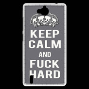Coque Huawei Ascend G740 Keep calm Fuck hard Gris