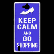 Coque Huawei Ascend G740 Keep Calm Go Shopping Bleu