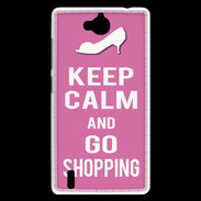 Coque Huawei Ascend G740 Keep Calm Go Shopping Rose
