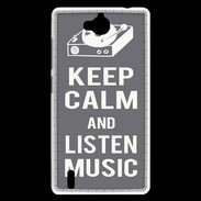 Coque Huawei Ascend G740 Keep Calm Listen music Gris