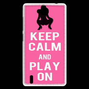 Coque Huawei Ascend G740 Keep Calm Play on Rose