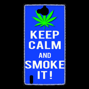 Coque Huawei Ascend G740 Keep Calm Smoke it Bleu