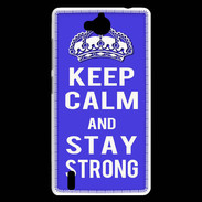 Coque Huawei Ascend G740 Keep Calm Stay strong Bleu