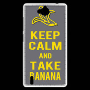 Coque Huawei Ascend G740 Keep Calm Take Banana Gris