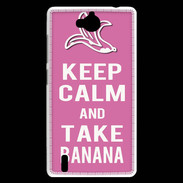 Coque Huawei Ascend G740 Keep Calm Take Banana Rose