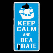 Coque Huawei Ascend G740 Keep Calm Be a Pirate Cyan