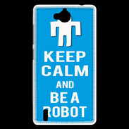 Coque Huawei Ascend G740 Keep Calm Be a Robot Cyan