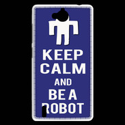 Coque Huawei Ascend G740 Keep Calm Be a Robot Bleu