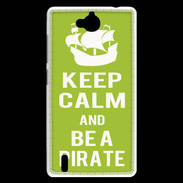 Coque Huawei Ascend G740 Keep Calm Be a Pirate Vert pomme