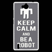 Coque Huawei Ascend G740 Keep Calm Be a Robot Gris