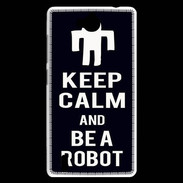 Coque Huawei Ascend G740 Keep Calm Be a Robot Noir