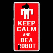 Coque Huawei Ascend G740 Keep Calm Be a Robot Rouge