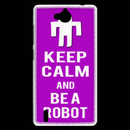 Coque Huawei Ascend G740 Keep Calm Be a Robot Violet