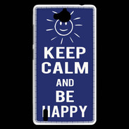 Coque Huawei Ascend G740 Keep Calm Be Happy Bleu