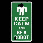 Coque Huawei Ascend G740 Keep Calm Be a Robot Vert