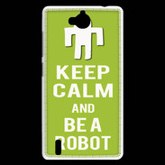 Coque Huawei Ascend G740 Keep Calm Be a Robot Vert pomme