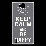 Coque Huawei Ascend G740 Keep Calm Be Happy Gris