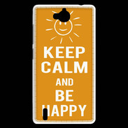 Coque Huawei Ascend G740 Keep Calm Be Happy Orange