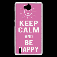 Coque Huawei Ascend G740 Keep Calm Be Happy Rose