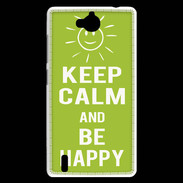 Coque Huawei Ascend G740 Keep Calm Be Happy Vert pomme