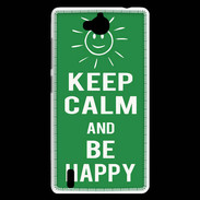 Coque Huawei Ascend G740 Keep Calm Be Happy Vert