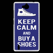 Coque Huawei Ascend G740 Keep Calm Buy Shoes Bleu