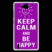 Coque Huawei Ascend G740 Keep Calm Be Happy Violet
