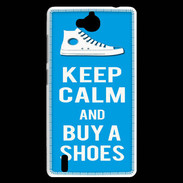 Coque Huawei Ascend G740 Keep Calm Buy Shoes Cyan 