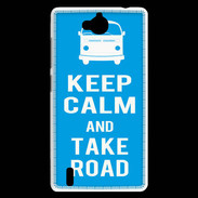 Coque Huawei Ascend G740 Keep Calm Take Road Cyan