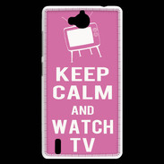 Coque Huawei Ascend G740 Keep Calm Watch TV Rose