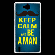 Coque Huawei Ascend G740 Keep Calm Be a Man Bleu
