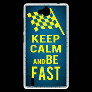 Coque Huawei Ascend G740 Keep Calm and Be Fast Bleu
